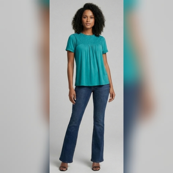LOFT Tops - LOFT Turquoise Eyelet Top